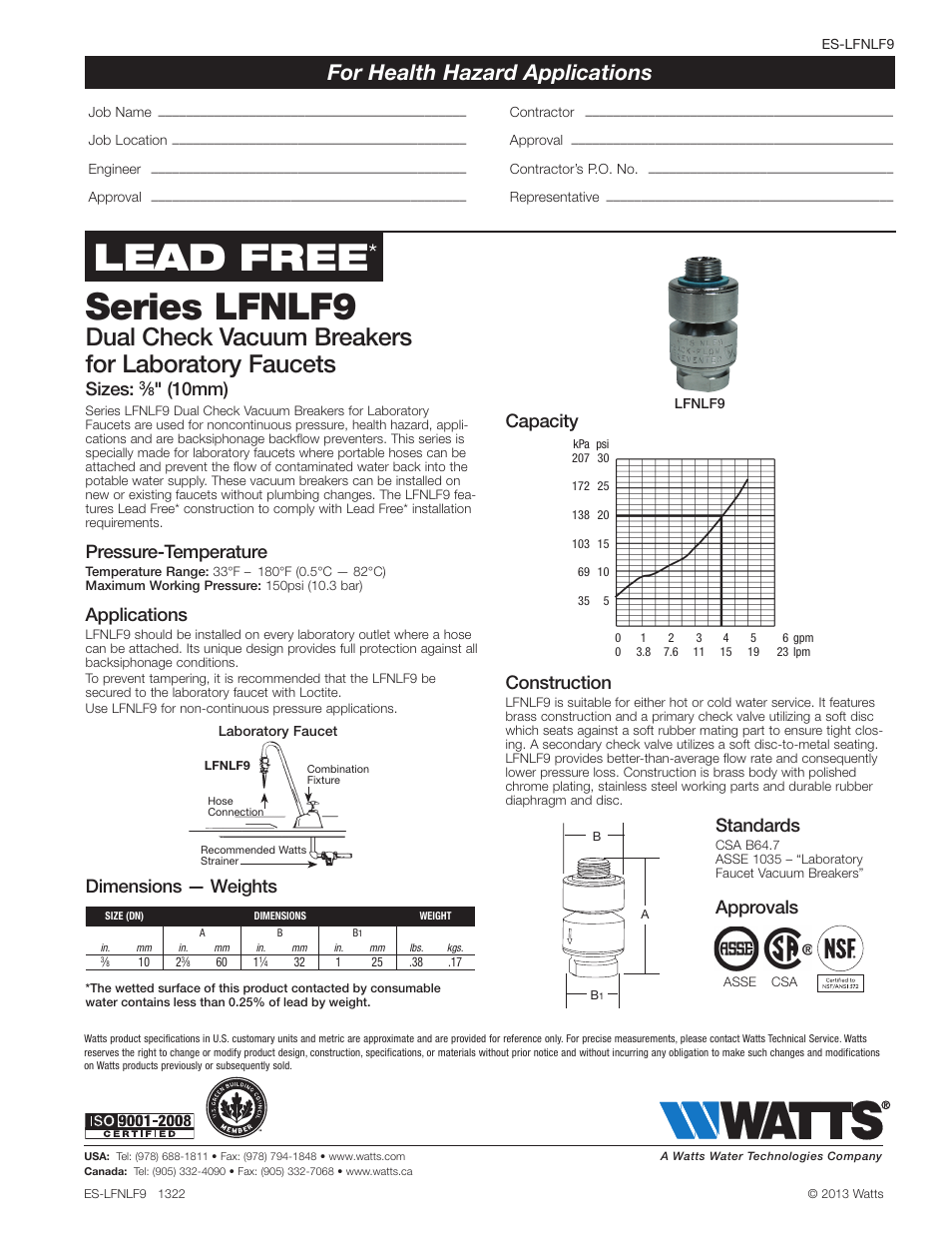 Watts LFNLF-9 User Manual | 1 page