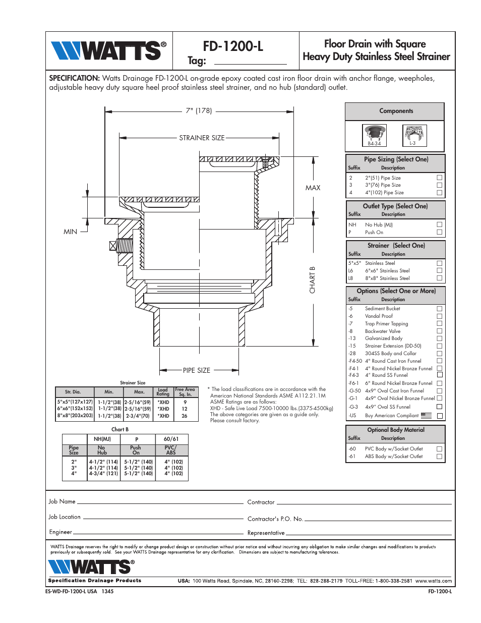 Watts FD-1200-L User Manual | 1 page