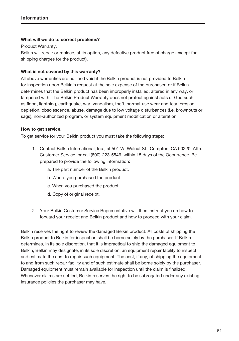 Belkin F1DP116SEA User Manual | Page 65 / 68