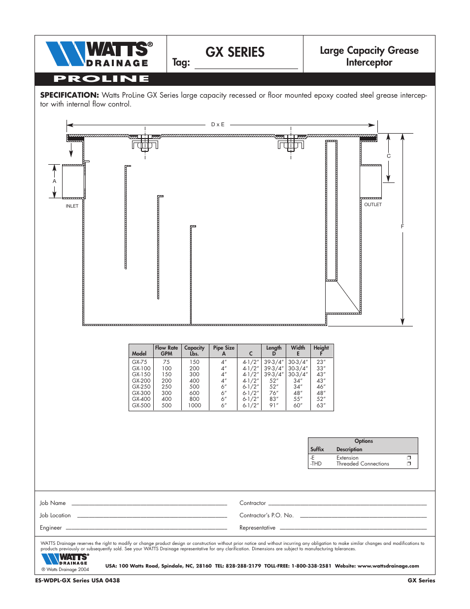 Watts GX-SERIES User Manual | 1 page