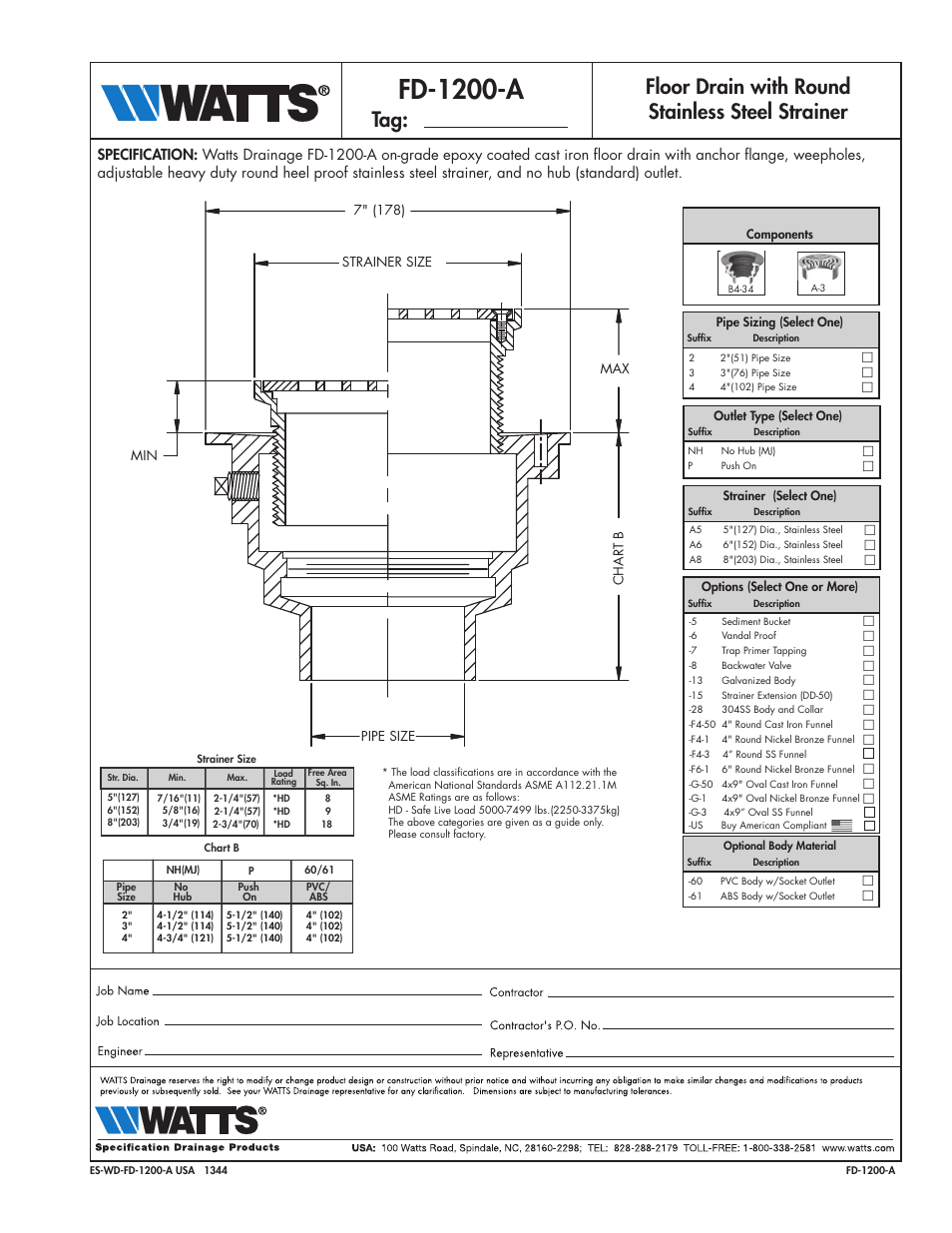 Watts FD-1200-A User Manual | 1 page