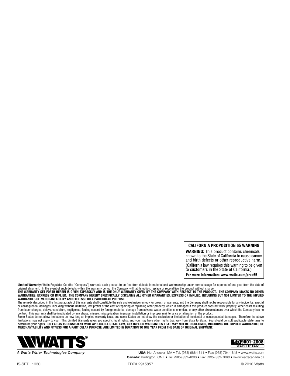 Watts SET User Manual | Page 2 / 2