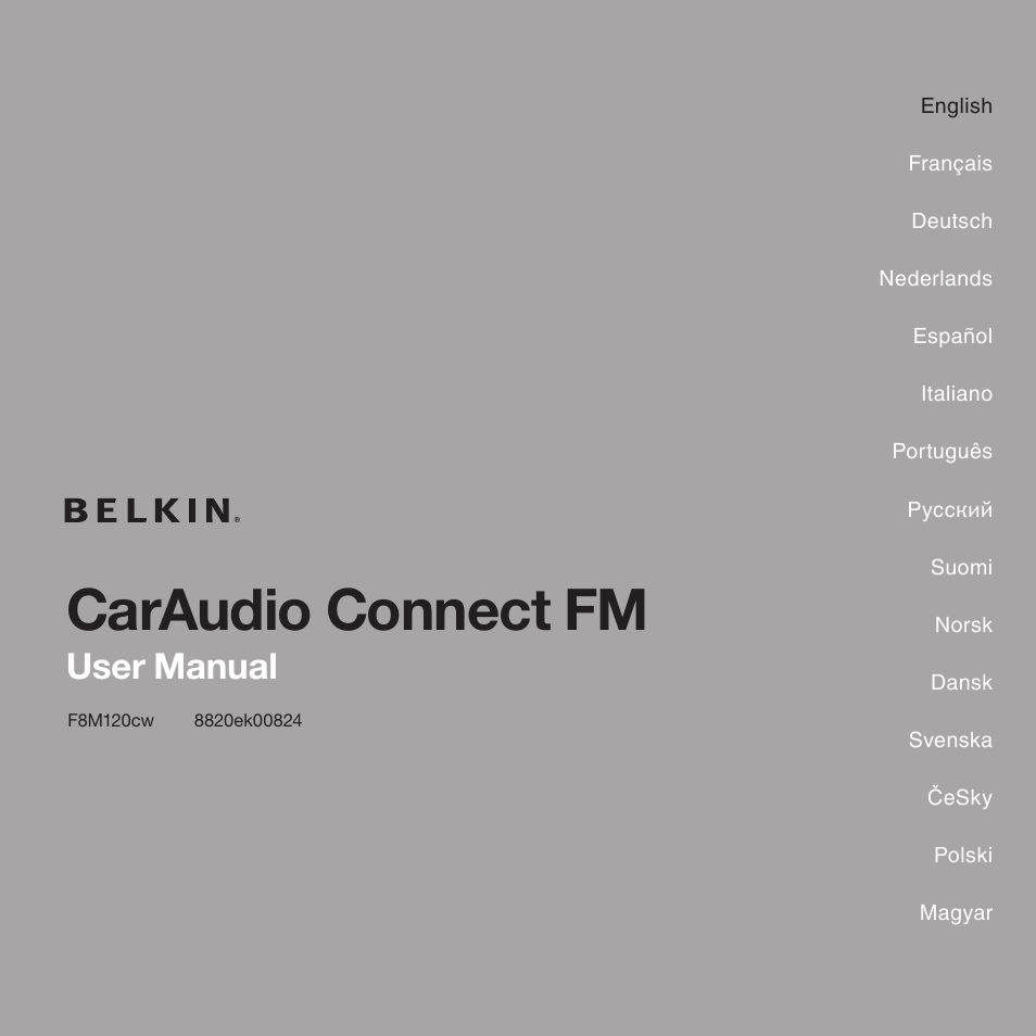 Belkin CarAudio Connect FM F8M120cw 8820ek00824 User Manual | 240 pages