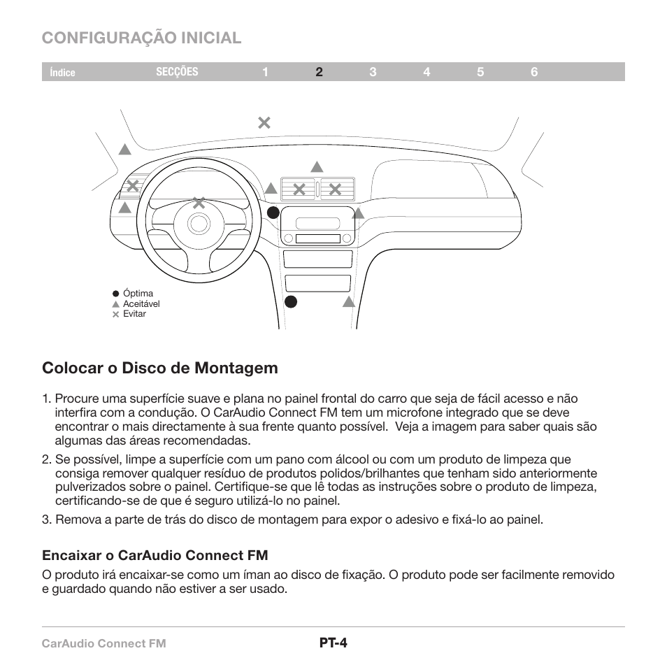 Configuração inicial colocar o disco de montagem | Belkin CarAudio Connect FM F8M120cw 8820ek00824 User Manual | Page 102 / 240