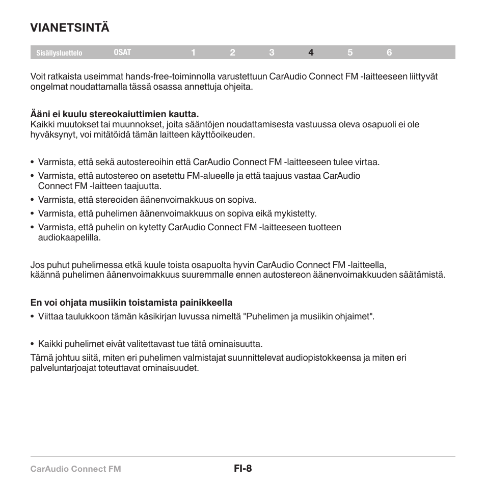 Vianetsintä | Belkin CarAudio Connect FM F8M120cw 8820ek00824 User Manual | Page 138 / 240