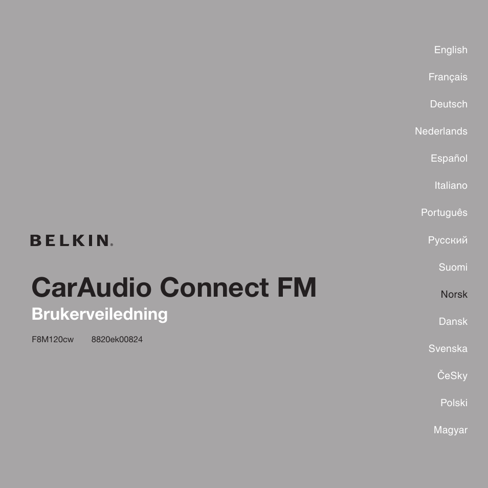 Caraudio connect fm, Brukerveiledning | Belkin CarAudio Connect FM F8M120cw 8820ek00824 User Manual | Page 145 / 240