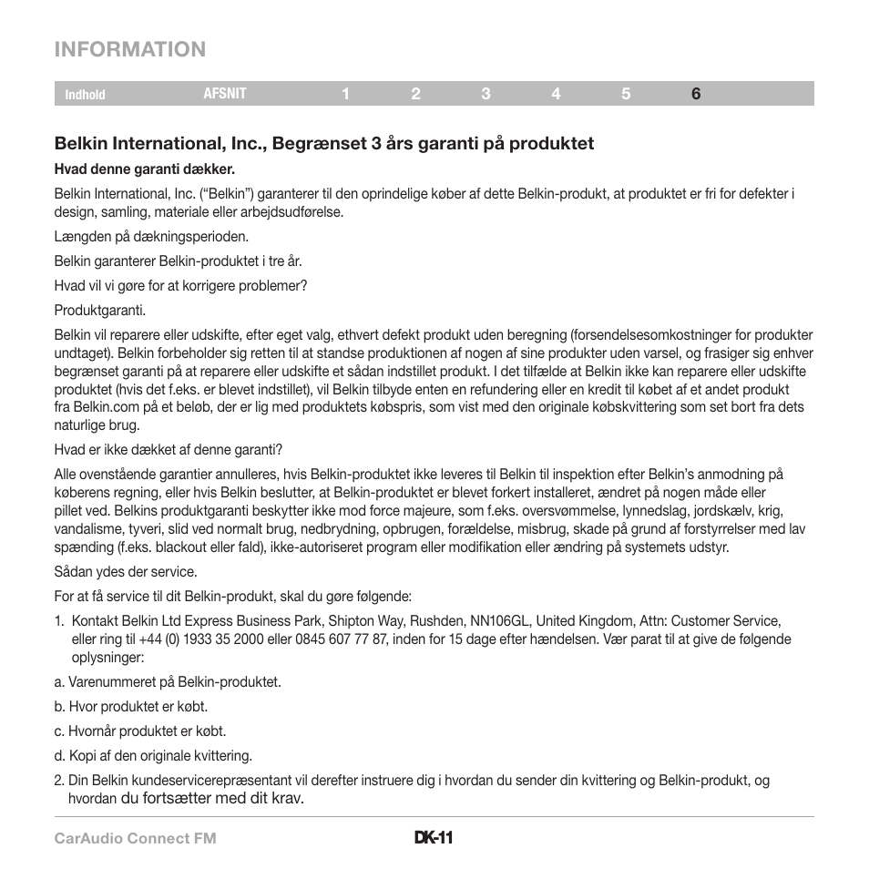 Information | Belkin CarAudio Connect FM F8M120cw 8820ek00824 User Manual | Page 173 / 240