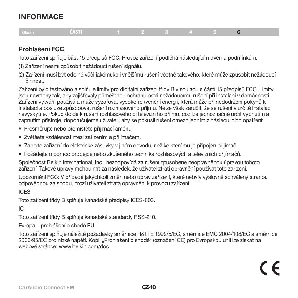 Informace | Belkin CarAudio Connect FM F8M120cw 8820ek00824 User Manual | Page 204 / 240