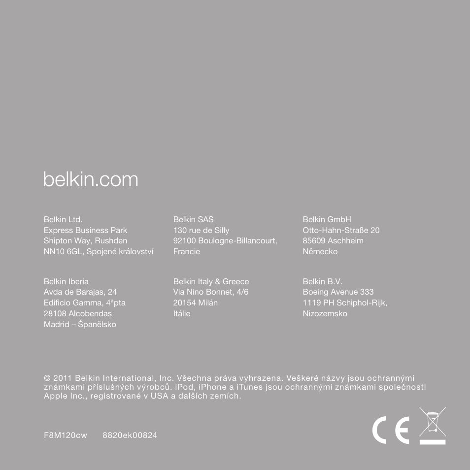 Belkin CarAudio Connect FM F8M120cw 8820ek00824 User Manual | Page 208 / 240