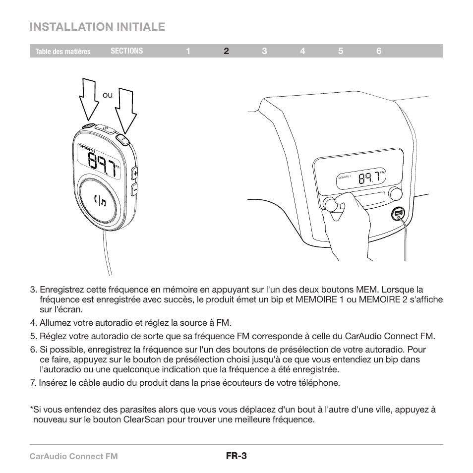 Installation initiale | Belkin CarAudio Connect FM F8M120cw 8820ek00824 User Manual | Page 21 / 240