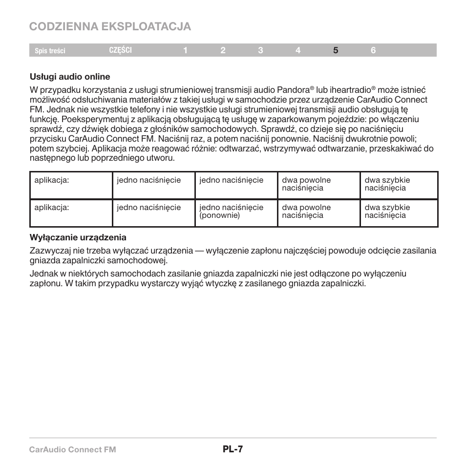 Codzienna eksploatacja | Belkin CarAudio Connect FM F8M120cw 8820ek00824 User Manual | Page 217 / 240