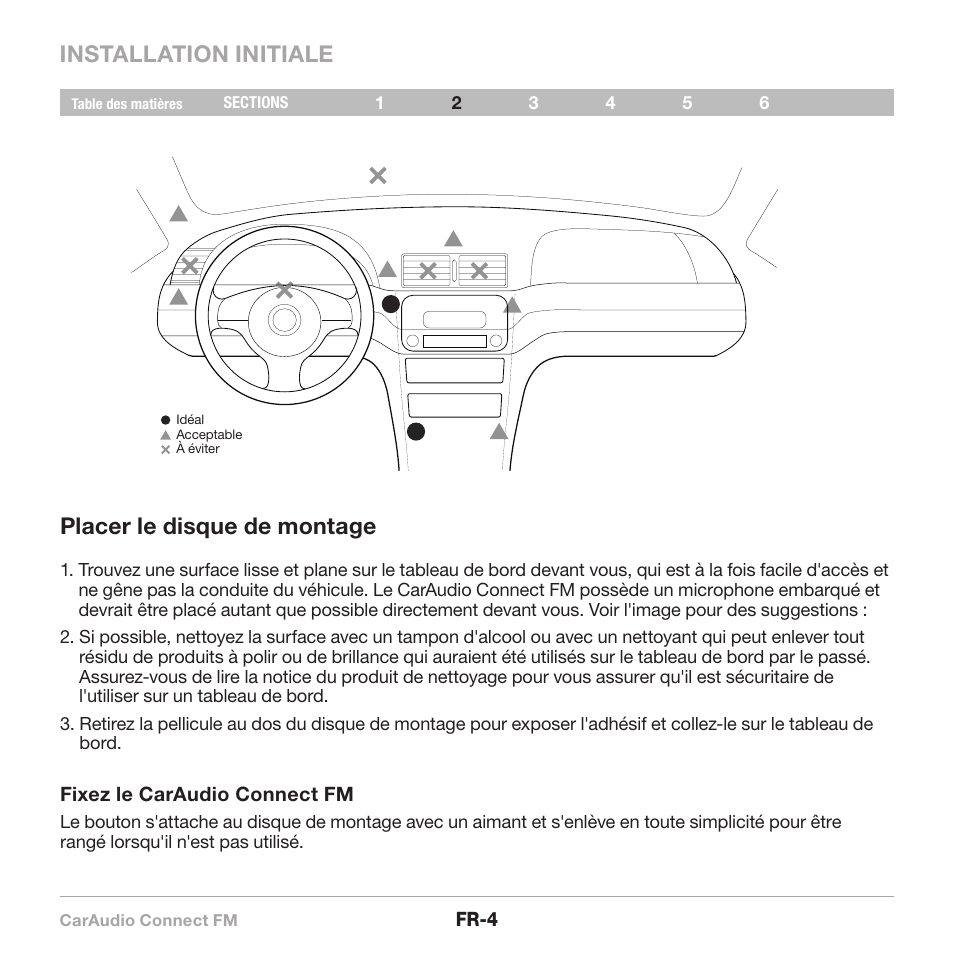 Installation initiale placer le disque de montage | Belkin CarAudio Connect FM F8M120cw 8820ek00824 User Manual | Page 22 / 240