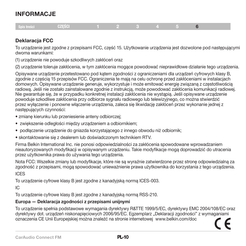 Informacje | Belkin CarAudio Connect FM F8M120cw 8820ek00824 User Manual | Page 220 / 240