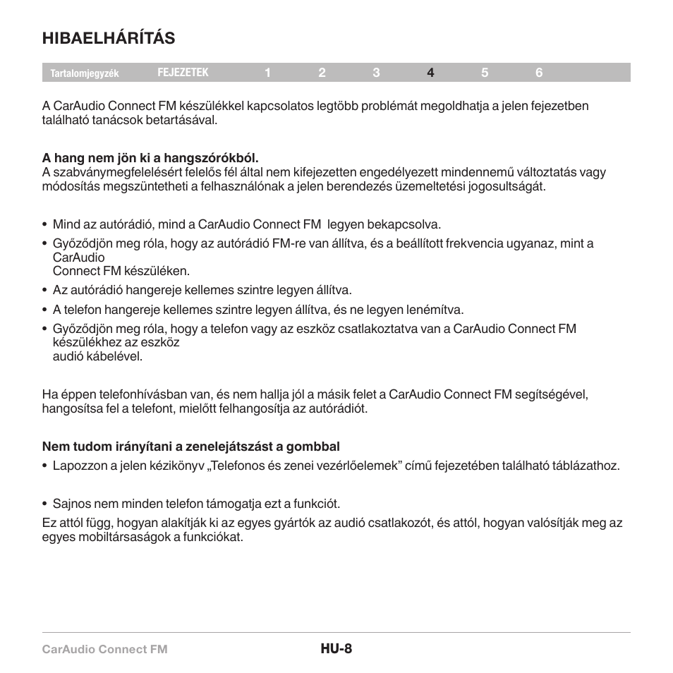 Hibaelhárítás | Belkin CarAudio Connect FM F8M120cw 8820ek00824 User Manual | Page 234 / 240