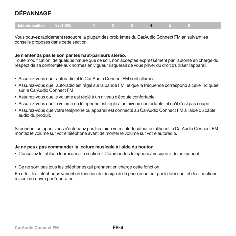 Dépannage | Belkin CarAudio Connect FM F8M120cw 8820ek00824 User Manual | Page 26 / 240