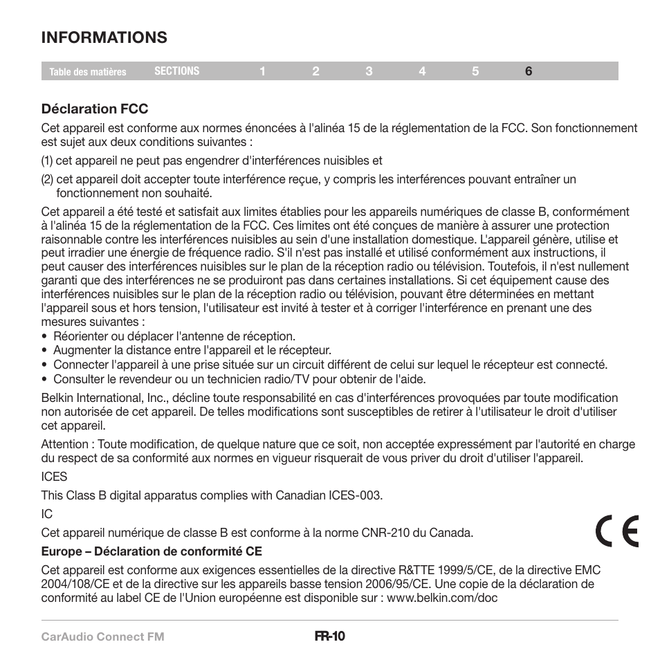 Informations | Belkin CarAudio Connect FM F8M120cw 8820ek00824 User Manual | Page 28 / 240