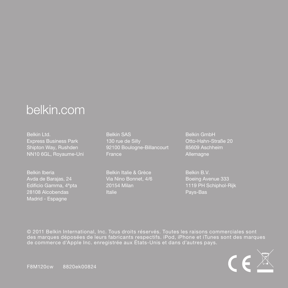 Belkin CarAudio Connect FM F8M120cw 8820ek00824 User Manual | Page 32 / 240