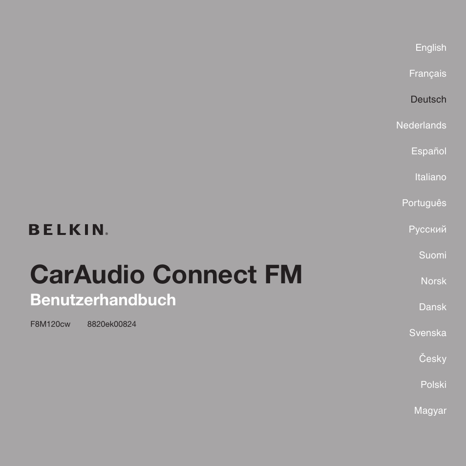 Caraudio connect fm, Benutzerhandbuch | Belkin CarAudio Connect FM F8M120cw 8820ek00824 User Manual | Page 33 / 240