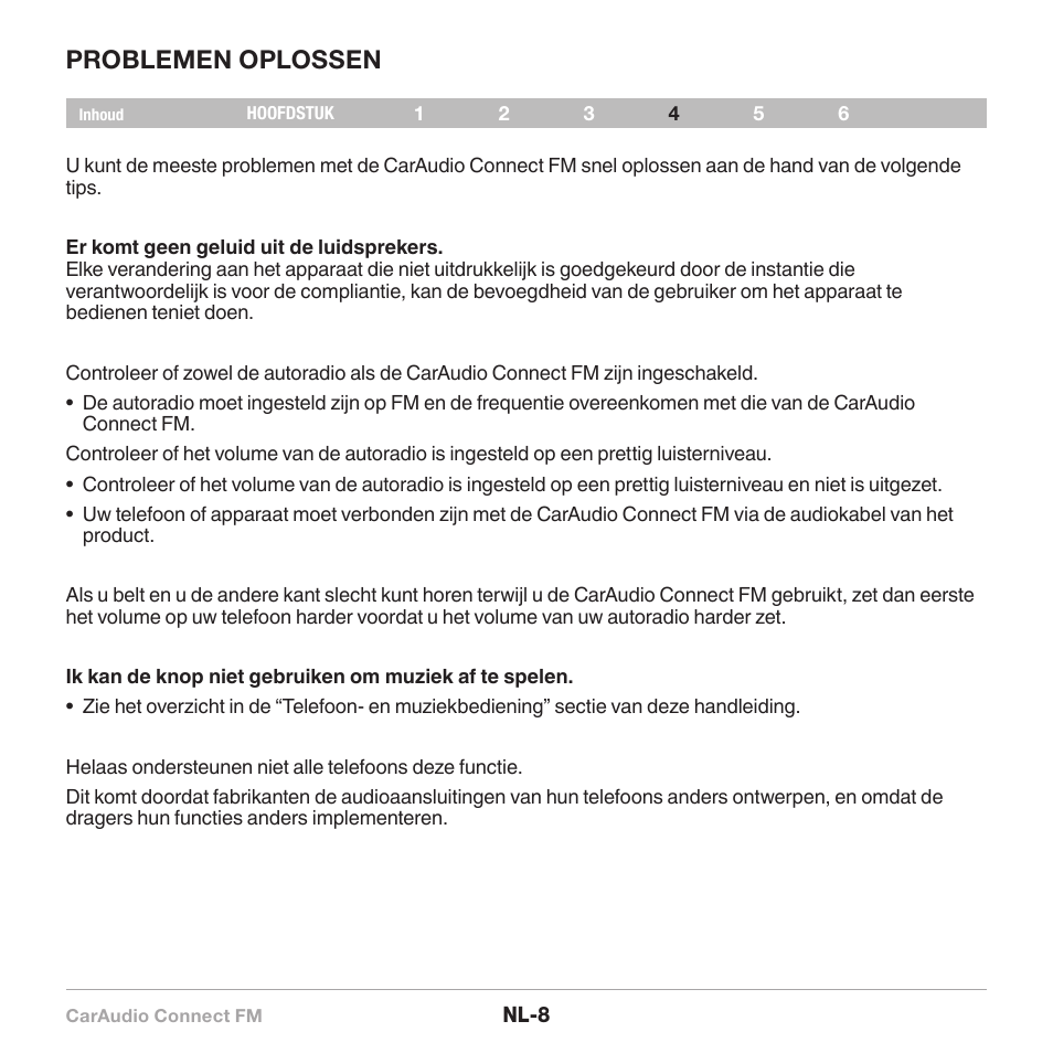 Problemen oplossen | Belkin CarAudio Connect FM F8M120cw 8820ek00824 User Manual | Page 58 / 240