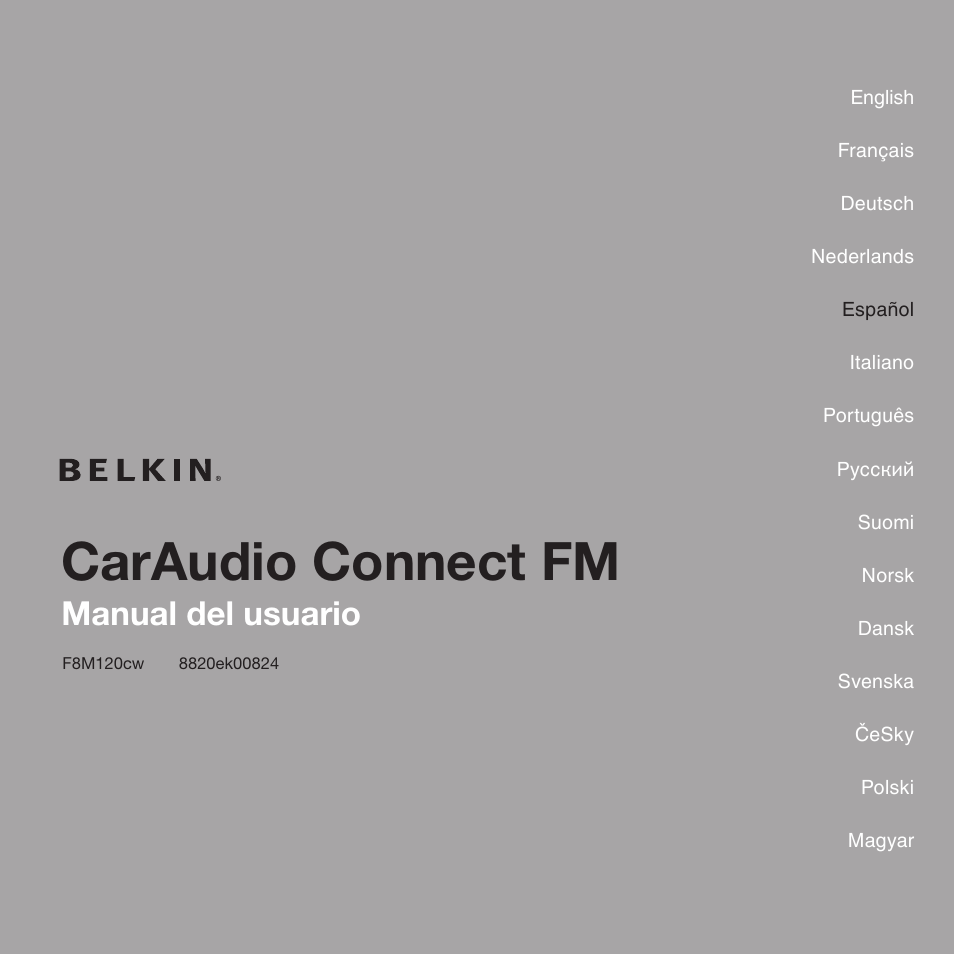 Caraudio connect fm, Manual del usuario | Belkin CarAudio Connect FM F8M120cw 8820ek00824 User Manual | Page 65 / 240