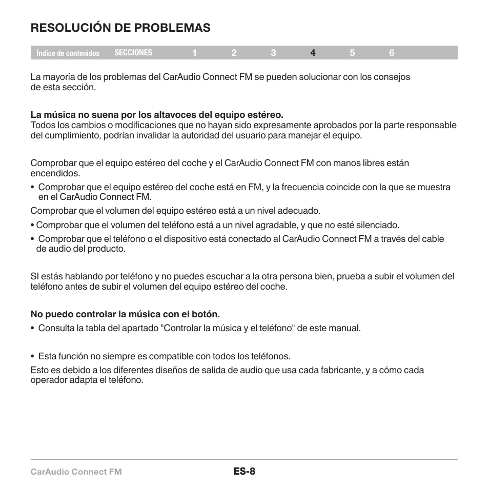 Resolución de problemas | Belkin CarAudio Connect FM F8M120cw 8820ek00824 User Manual | Page 74 / 240