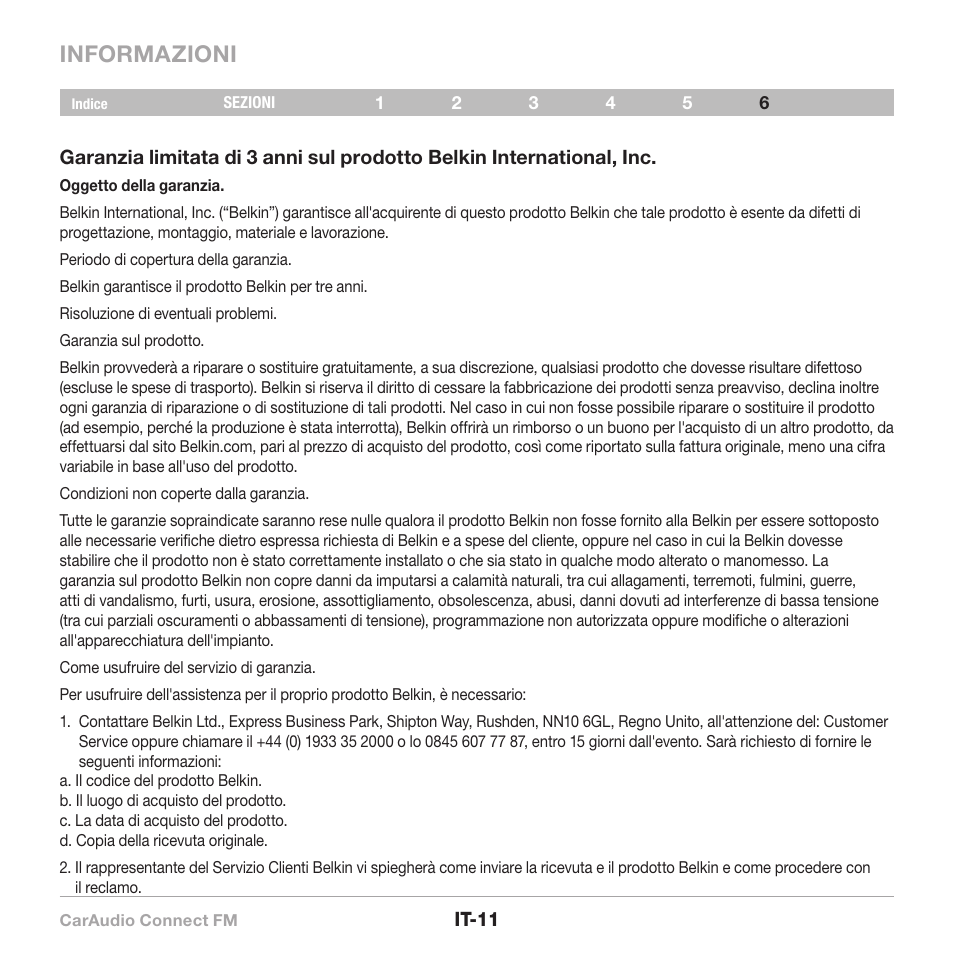 Informazioni | Belkin CarAudio Connect FM F8M120cw 8820ek00824 User Manual | Page 93 / 240