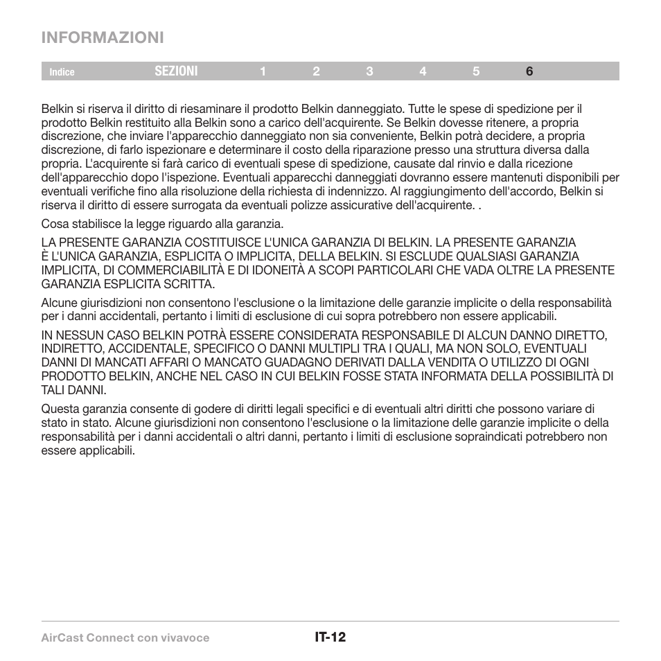 Informazioni | Belkin CarAudio Connect FM F8M120cw 8820ek00824 User Manual | Page 94 / 240