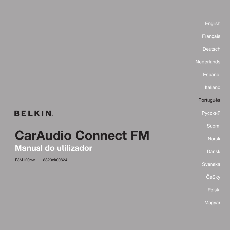 Caraudio connect fm, Manual do utilizador | Belkin CarAudio Connect FM F8M120cw 8820ek00824 User Manual | Page 97 / 240