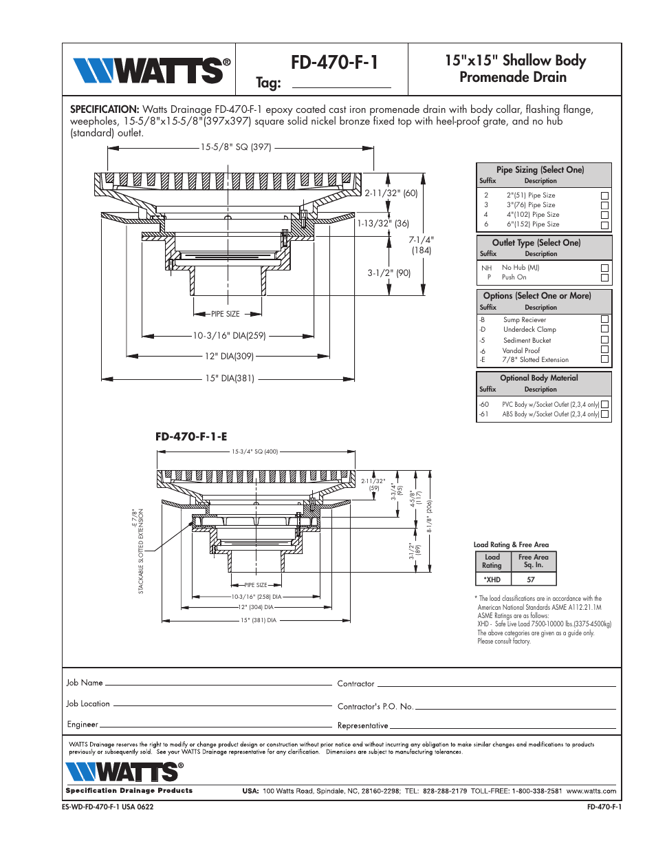 Watts FD-470-F-1 User Manual | 1 page