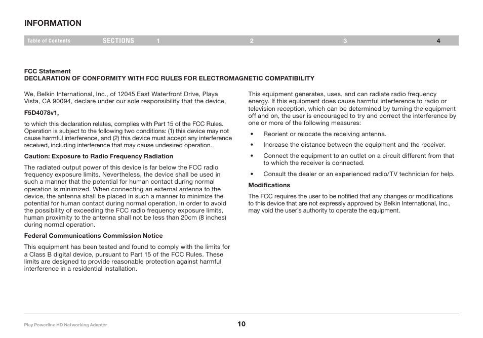 Belkin Iplay Powerline HD Networking Adapter F5D4078 User Manual | Page 12 / 16