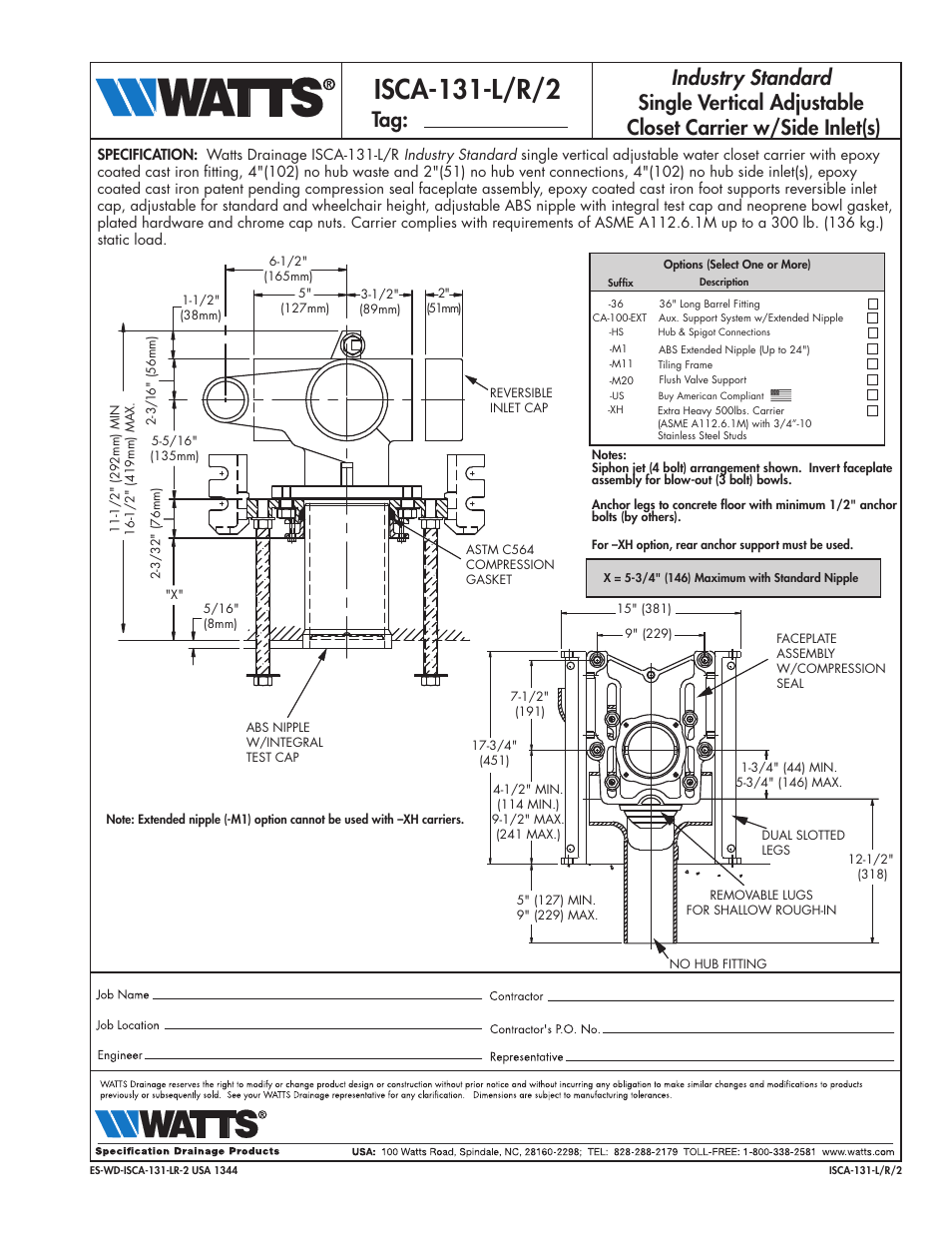 Watts ISCA-131-L/R/2 User Manual | 1 page