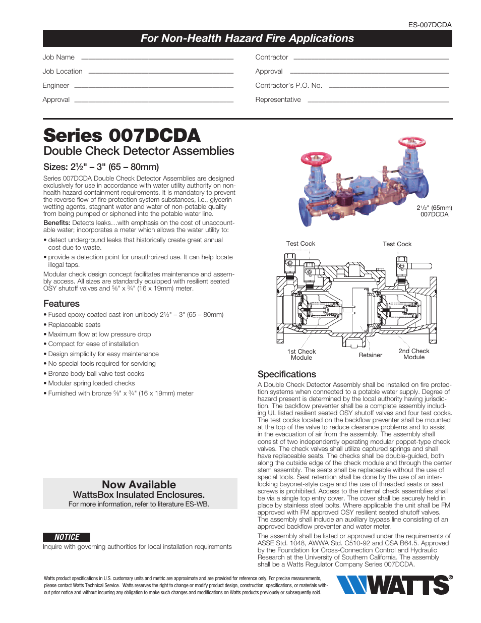 Watts 007DCDA User Manual | 2 pages