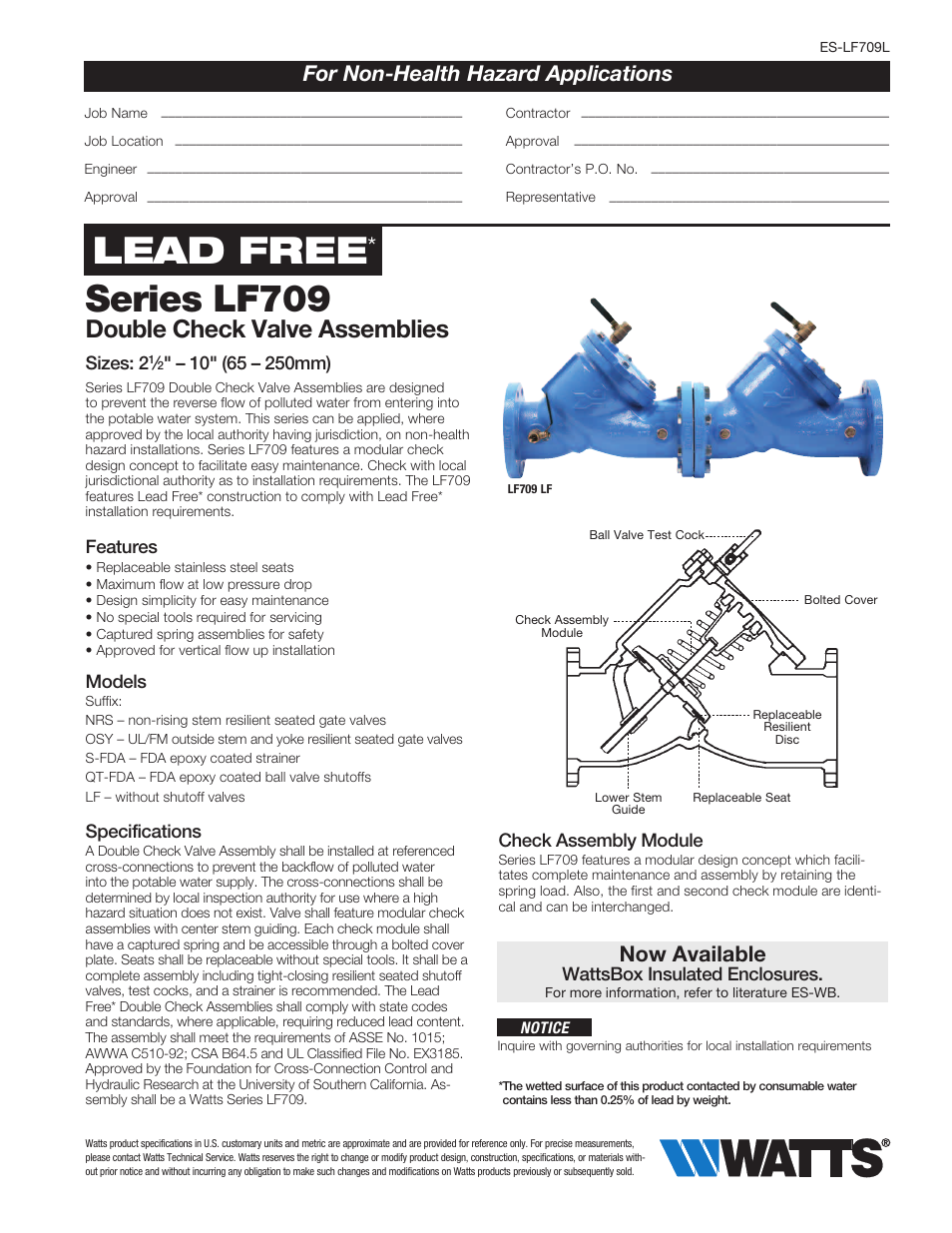 Watts LF709 User Manual | 3 pages