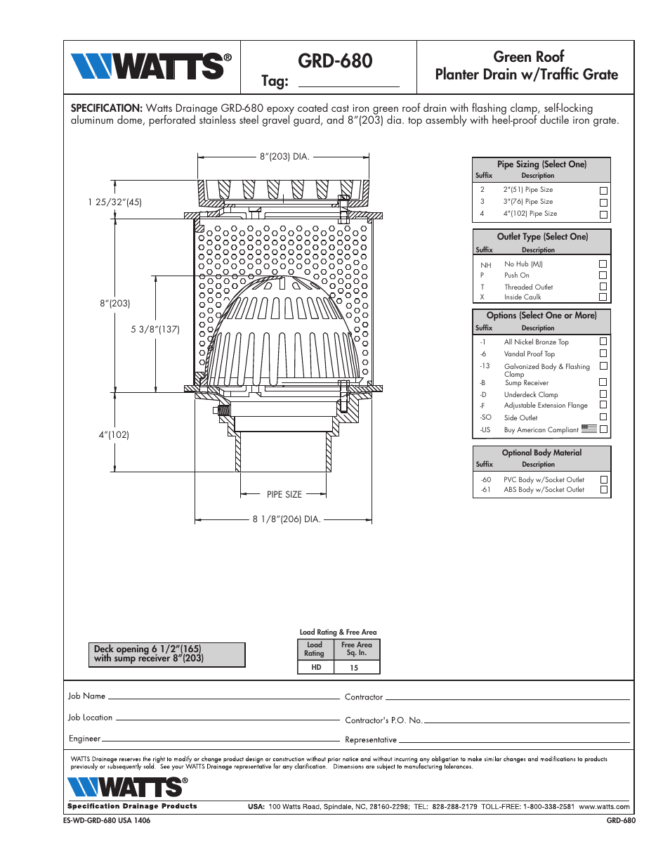 Watts GRD-680 User Manual | 1 page