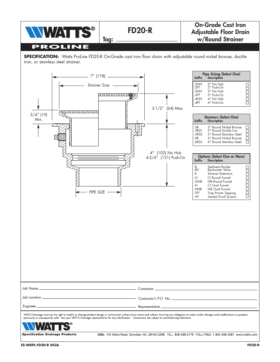 Watts FD20-R User Manual | 1 page