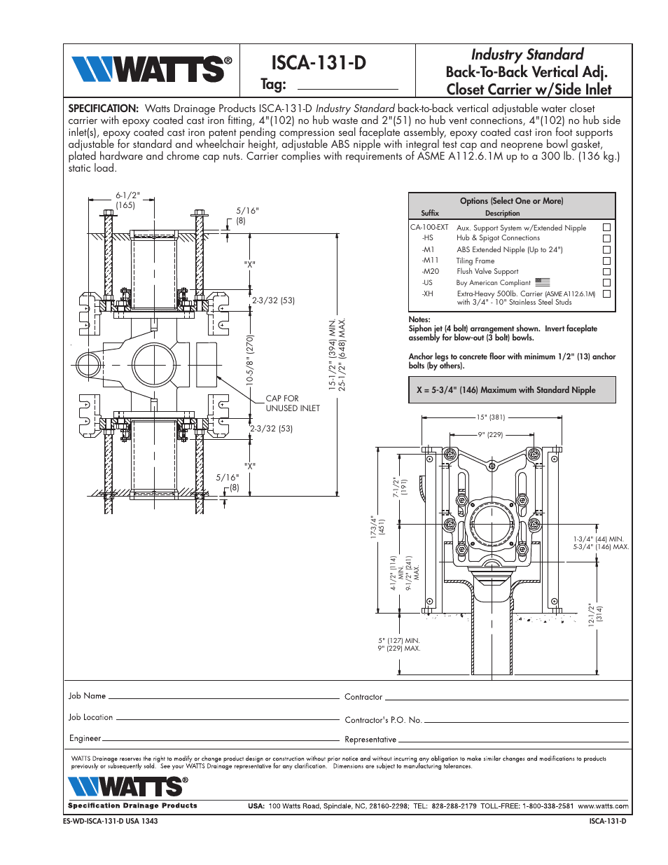 Watts ISCA-131-D User Manual | 1 page