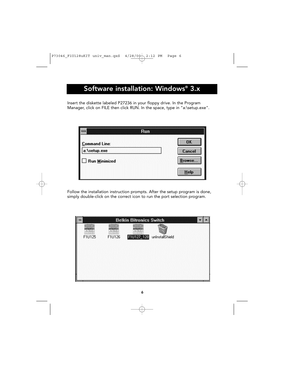 Software installation: windows | Belkin BITRONICS P73046 User Manual | Page 10 / 179