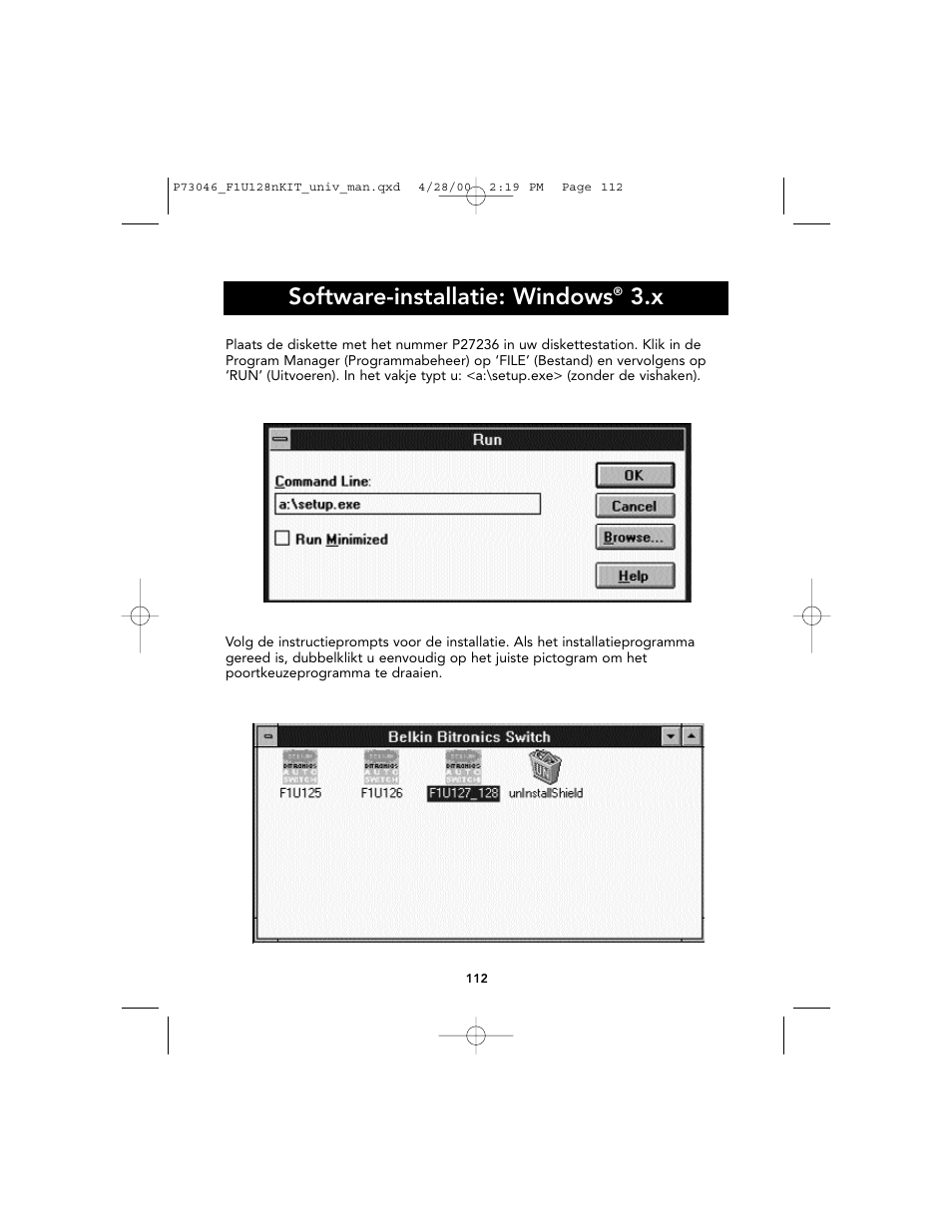 Software-installatie: windows | Belkin BITRONICS P73046 User Manual | Page 116 / 179