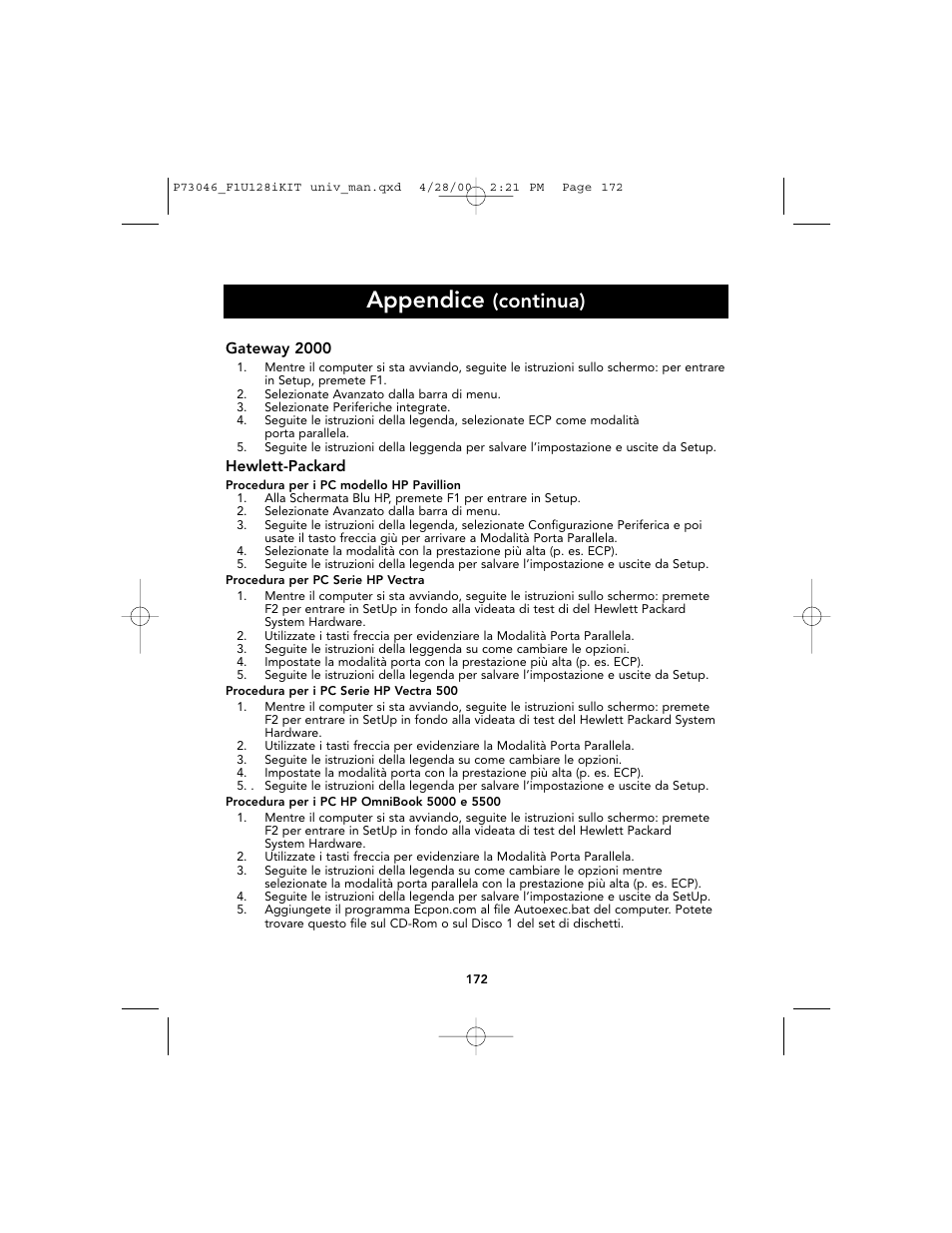 Appendice, Continua) | Belkin BITRONICS P73046 User Manual | Page 175 / 179