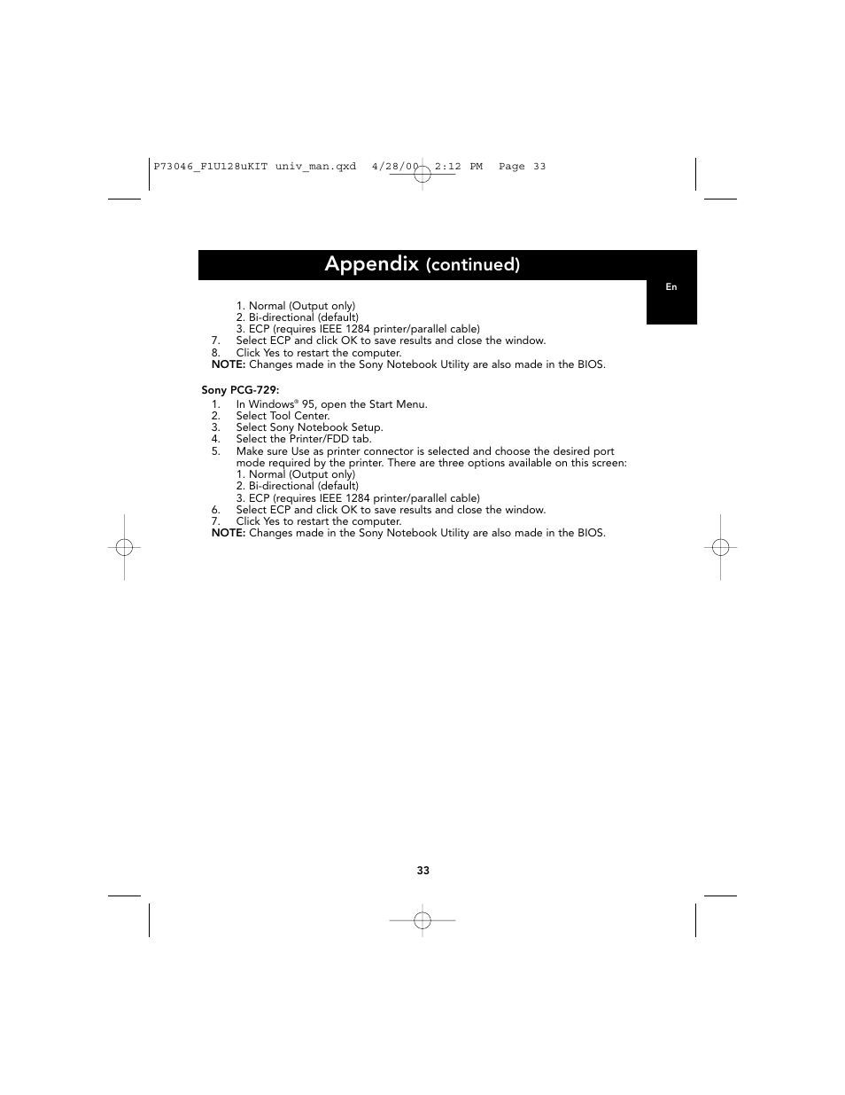 Appendix, Continued) | Belkin BITRONICS P73046 User Manual | Page 37 / 179