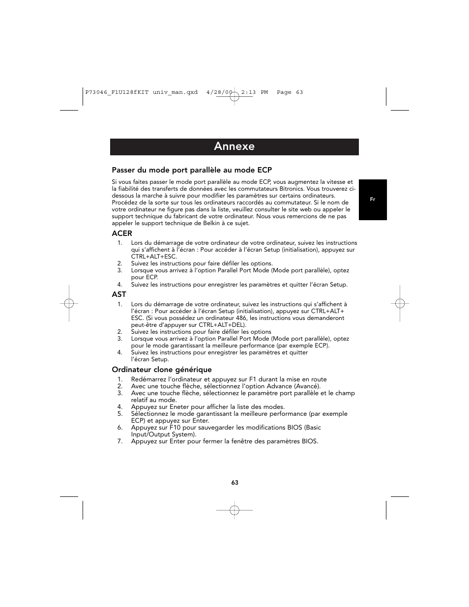 Annexe | Belkin BITRONICS P73046 User Manual | Page 67 / 179