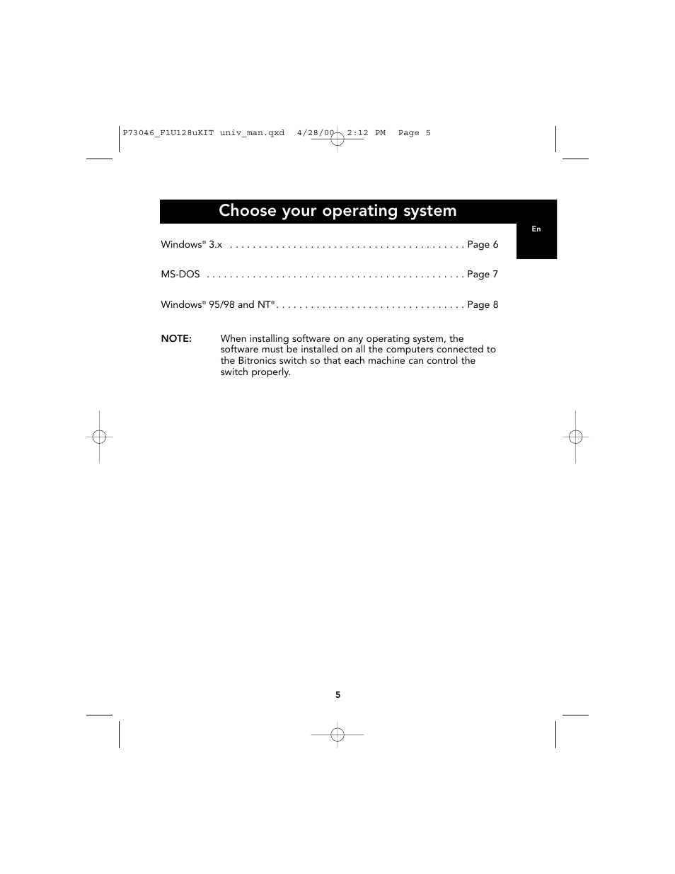 Choose your operating system | Belkin BITRONICS P73046 User Manual | Page 9 / 179