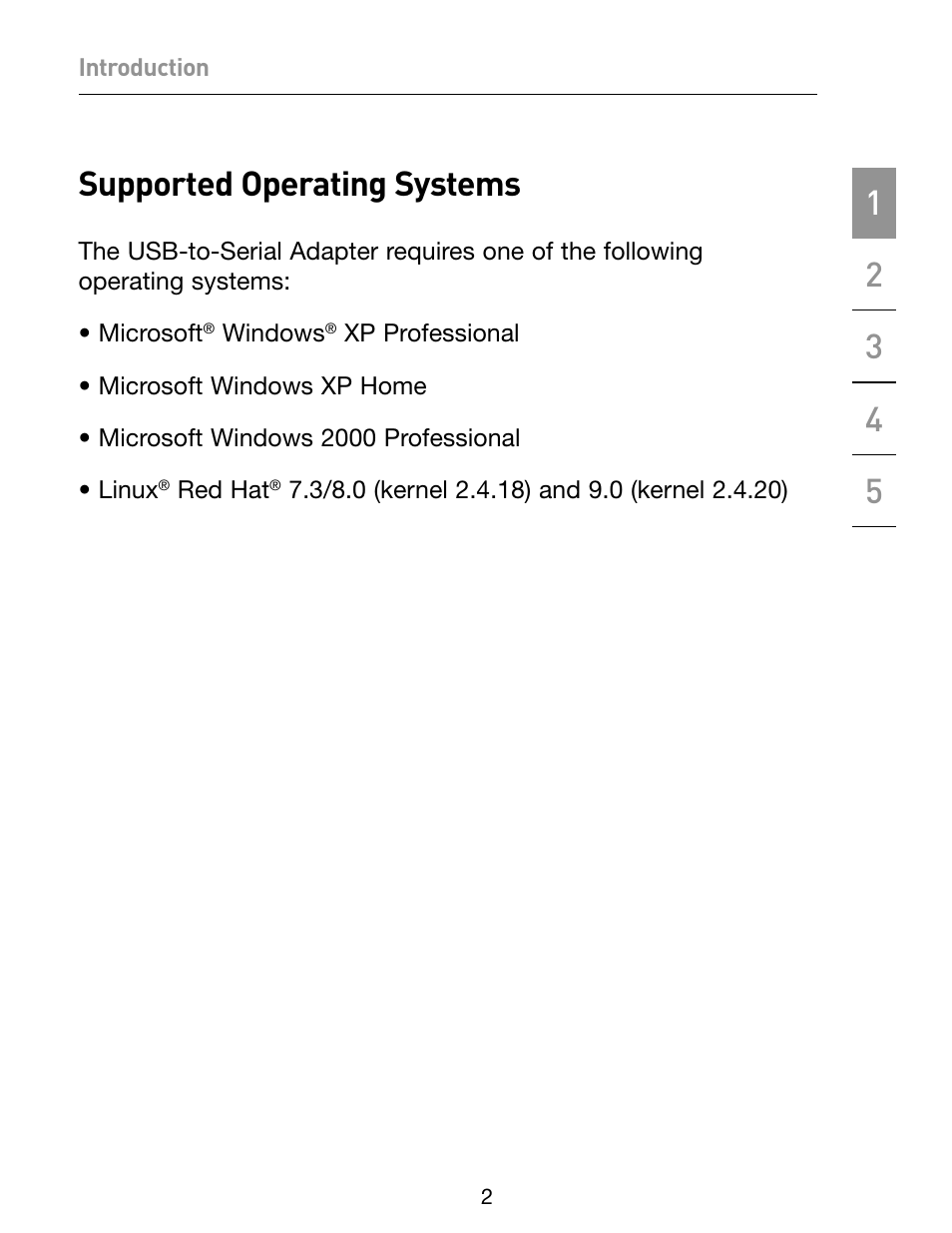 Supported operating systems | Belkin F5U257 User Manual | Page 4 / 12