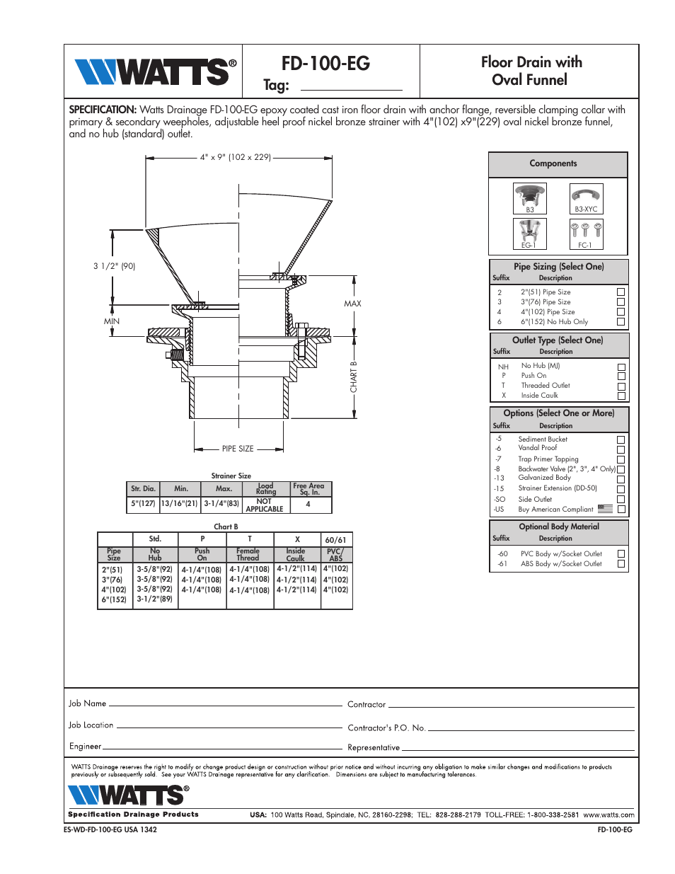 Watts FD-100-EG User Manual | 1 page