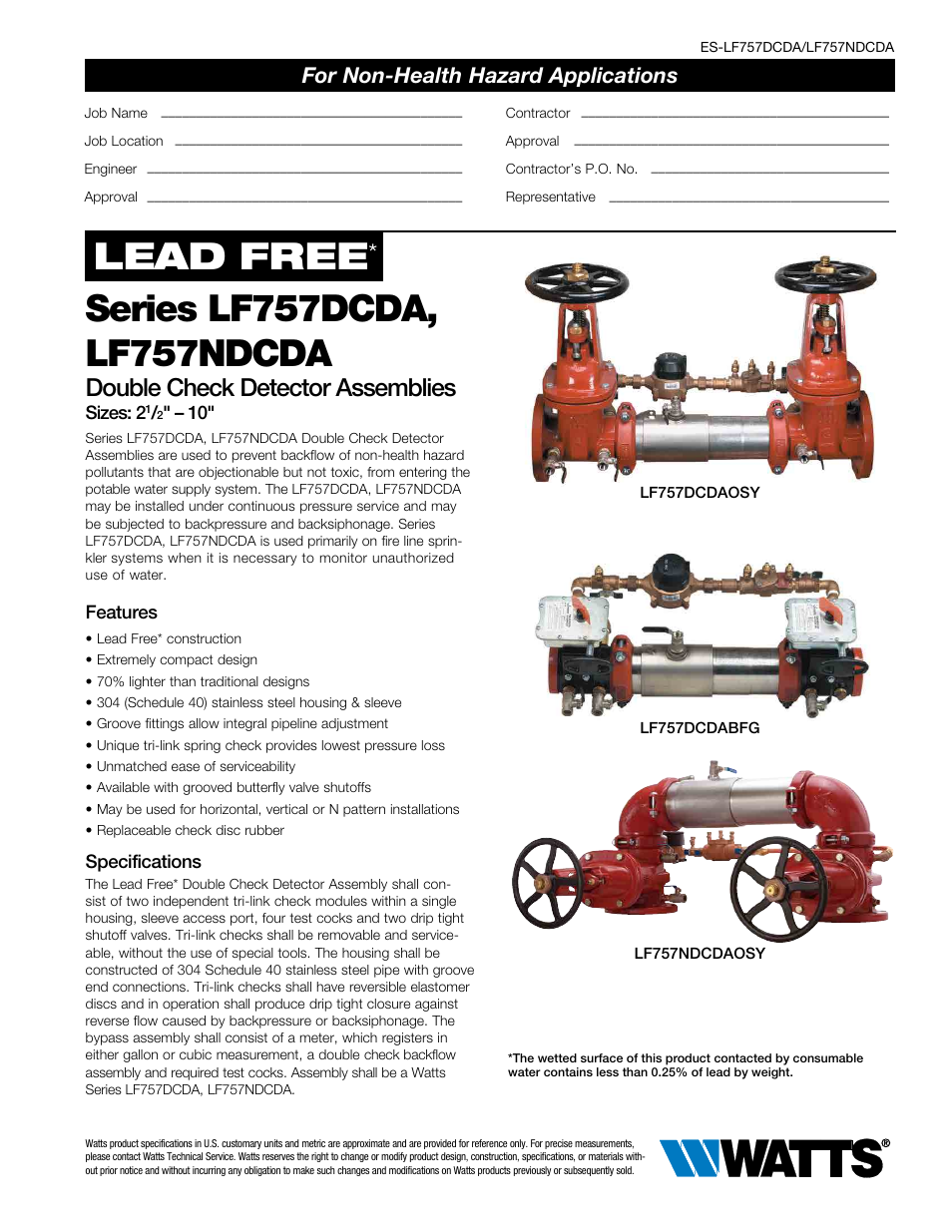 Watts LF757NDCDA User Manual | 4 pages