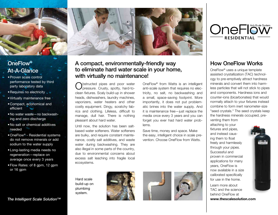 How oneflow works, Oneflow, At-a-glance | Watts OFRES-0835 User Manual | Page 2 / 4