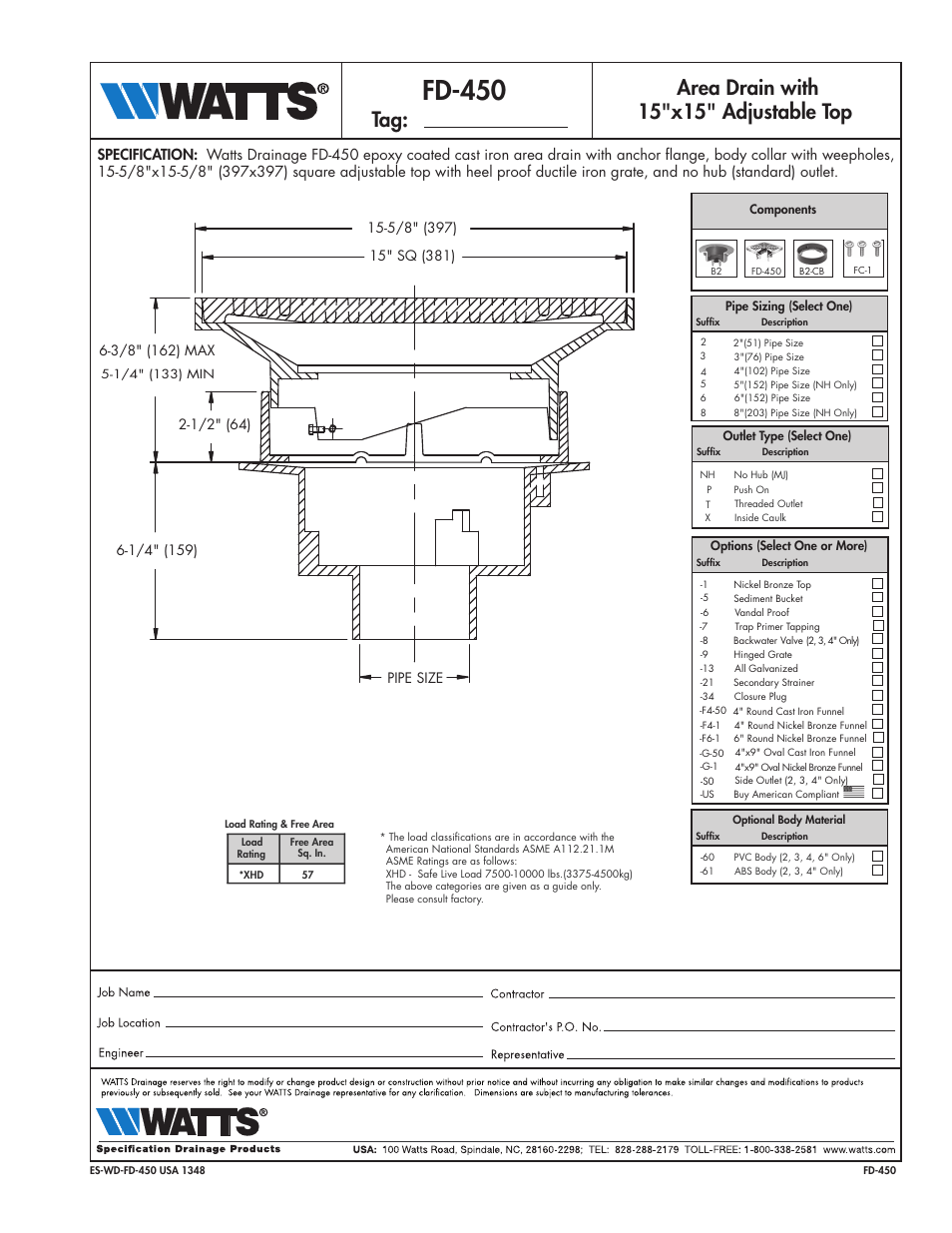 Watts FD-450 User Manual | 1 page