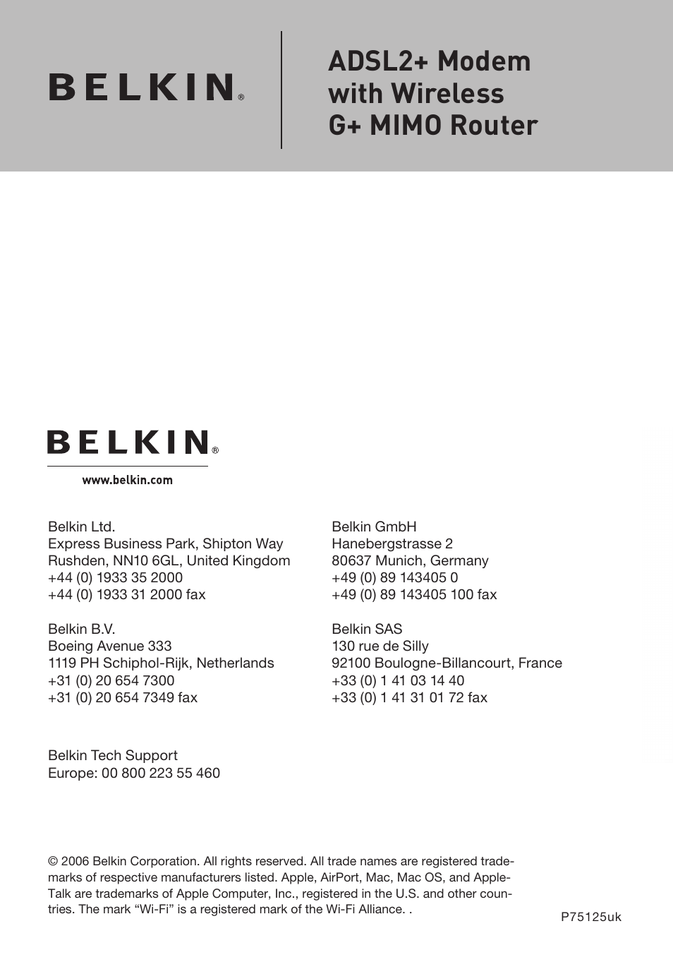 Belkin P75125UK User Manual | 92 pages