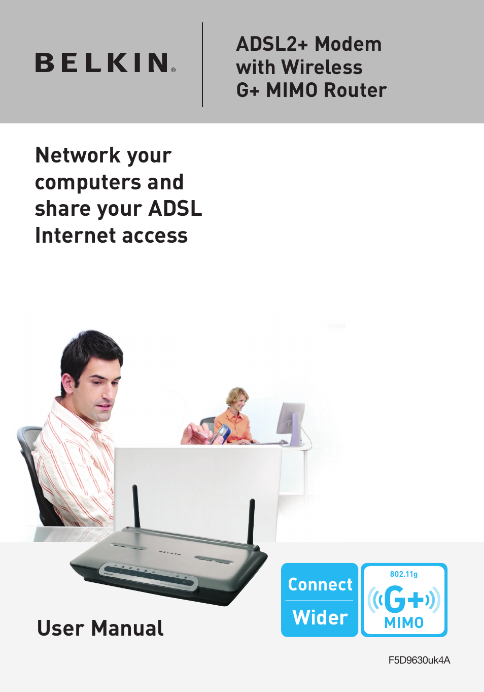 Adsl2+ modem with wireless g+ mimo router | Belkin P75125UK User Manual | Page 2 / 92