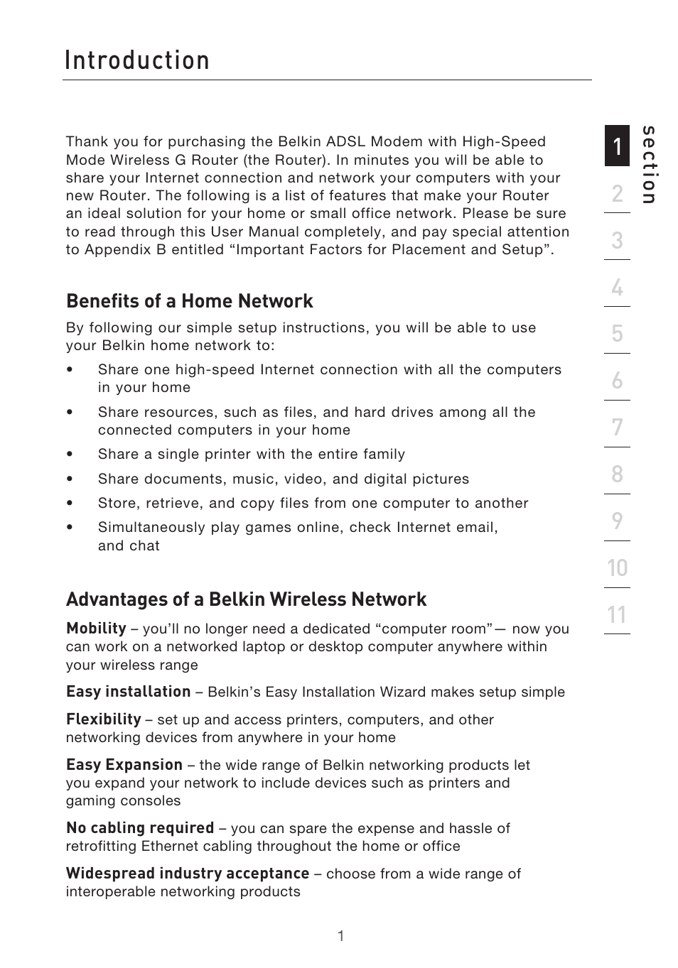 Introduction, Se ct io n | Belkin P75125UK User Manual | Page 4 / 92